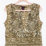 Y2K Womens Babydoll Top Size L Green Beaded Boho Floral Forest Fairy Goblincore Size L Photo 1