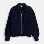 Alex Mill Wallace Sweater Jacket Navy Blue Cotton Zip Front Pocket Womens Small Photo 3