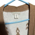 Ruby Moon Women Tan White Geometric Pattern Long Open Front Cardigan Sweater XS Photo 3