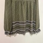 Loft  Floral Keyhole Babydoll Top Womens Size‎ S Long Sleeve Sheer Green Photo 3