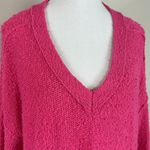 Pilcro  Bright Pink V-neck Pull Over Cotton Blend Sweater Oversized‎ Size Small Photo 3