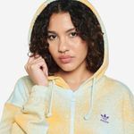 Adidas  NWT All Oversize Printed Full Zip Hoodie in Almost Blue/Hazy Orange Size Photo 4