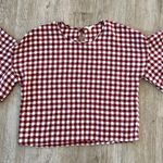 Caution to the Wind Womens Red/White Plaid Ruffle Blouse - S Photo 0