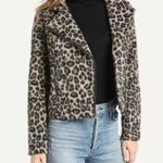 Cupcakes and Cashmere Margaux Moto Jacket Leopard Print Size Small Brown Photo 1
