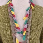Sun Followers Yellow and Gray Woven Tasseled Cardigan One Size Beach Cover Photo 3