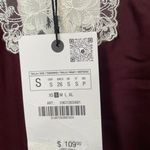 ZARA NWT Silky Lace V-neck Slip Maxi Dress in Burgundy - S Photo 7