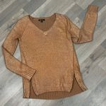 Ella Moss Elsa‎ Moss Beatrix Metallic Copper Penny V Neck Zipper Hem Tunic Sweater Medium Photo 13