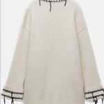 ZARA OFF WHITE KNIT SWEATER WITH STITCHING DETAIL Photo 4