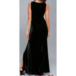 Lulus  Black Velvet Maxi Dress Womens Size M Sleeveless Front Slit Sexy Party Photo 3