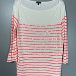 J.Crew Collection Women's White/Pink Sequin Striped Preppy T-Shirt - Size Small Photo 0