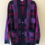 Daydreamer  Plaid Wool Blend Oversized Cardigan Sweater Photo 0