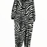 Nick & Nora Womens Black White Animal Print One Piece Footed Zebra Pajamas XL Photo 4