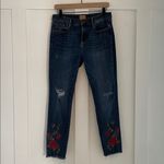 Driftwood  Jackie Rose Floral Embroidered Distressed Mid-Rise Skinny Jean Size 30 Photo 2