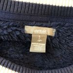 Aerie Womens Cozy Navy Blue Fleece Fuzzy Oversized Crewneck Sweater Size S Photo 2