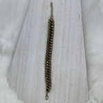 Source Unknown Gold Tone Chain Link Bracelet Black Braided Satin Cord Adjustable NWOT Photo 3