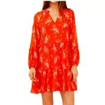 Vince Camuto  Orange Tiered Chiffon Balloon Sleeve Baby-doll Mini Dress Photo 1