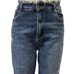 Risen Frayed Kick Flare Distressed Denim High Rise Blue Jeans Raw Hem Womens 32 Photo 5