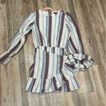 &merci & merci boutique striped Long Sleeve Ruffle wrap Dress sz Medium Photo 6