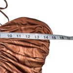 House Of CB Letitia Cocoa Brown Swirl Halter Ruched Mini Dress MEDIUM Photo 7