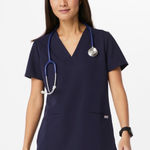FIGS Casma  Three-Pocket Scrub Top Navy Photo 0