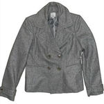 Halogen  Wool Blend Woman’s Gray Double‎ Breasted Lined Crop Blazer Jacket Size M Photo 0