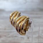 Vintage Clip On Earrings Extra Large Chunky Gold Tone Tube Design Statement Photo 1