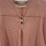 easel  blush pink v-neck oversized boxy short sleeve top M slub knit casual Photo 3