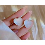Boutique NEW Large Acrylic Heart Stud Earrings Pearl White Minimalist Elegant‎ 1.6cm Photo 15
