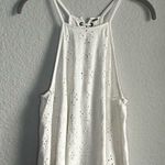 Free People  White Relaxed Eyelet Lace-up Tank Top Photo 3