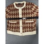 Skies Are Blue  Sweater Women Medium Argyle‎ Embellished Button Academia Clueless Photo 2
