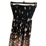 No Boundaries  Juniors L Black Floral Strapless Mini Dress Smocked Button-Front​ Photo 2