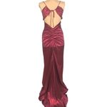 Stunning VTG Burgundy Glam Old Hollywood Satin Formal Gown 7/8 Back Tie Straps Red Size undefined Photo 3