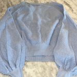Free People Found My Friend Crewneck Sweater Womens SZ XS Blue Beach Coastal Photo 1