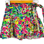 ZARA  Bright Colorful Floral Print Wrap Mini Skirt Womens XS Skort Tropical Beach Photo 0