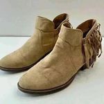 American Eagle  Boots Brown Tan‎ Suede Fringed Side Zip Womens Size 9.5 Photo 0