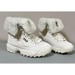 FILA Gardenia White Disruptor Shearling Fur Winter Ankle Boots Booties Sneakers Shoes Size 9 🤍 Photo 2