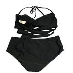 Aerie Bikini Set Hipster Brief Scoop V Neck Wrap Removable Cups Black L Photo 1