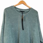 Jane + Delancey 1X Waffle Knit Long Sleeve Sweatshirt Green Washed Oversized Top Photo 8