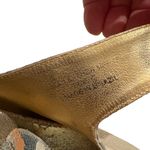 Rare Vtg Bridget Platform Wedge Leather Sandals Dragon Tattoo Print, Sz 9 Gold Photo 8