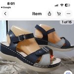 PATRIZIA BY SPRING STEP CIRIELLE PLATFORM SANDALS NAVY GRAY US 8 Photo 5