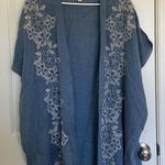NWT | Style &‎ Co women’s lightweight embroidered open kimono cardigan medium Blue Photo 0