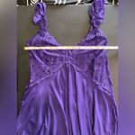 SHIRLEY OF HOLLYWOOD Vintage Silky Sheer Lace Mini Slip Dress Lingerie Sz L EUC Purple Size L Photo 5