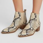 Marc Fisher  Beige Animal Print Snake Stacked Heel Leather Chelsea Booties 7M Photo 0