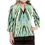 Ming Wang  Knit Blazer Blue Green Black White Size XL Photo 2