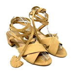 Brian Atwood Astor Camel Nubuck Lace Up Tie‎ Sandals Size US 8.5 Tan Photo 0