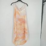 Boutique NWT  Peach‎ & Purple Tie Dye Slip Dress Medium Lacey Satin Slinky Midi Photo 2