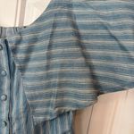 Peach Love California  Blue And White Stripe Chambray Romper Size Medium‎ Photo 3