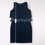 Armani Collezioni  Black Wool Peplum Knee Length Dress‎ Size 8 Photo 5