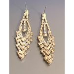 Vintage Rhinestone Chandelier Statement Earrings Elegant Wedding Prom Estate 2" Silver Photo 3