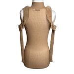Self Portrait Self-Portrait Alina Knit Minidress ruffle zip neck tan Sz M Photo 4